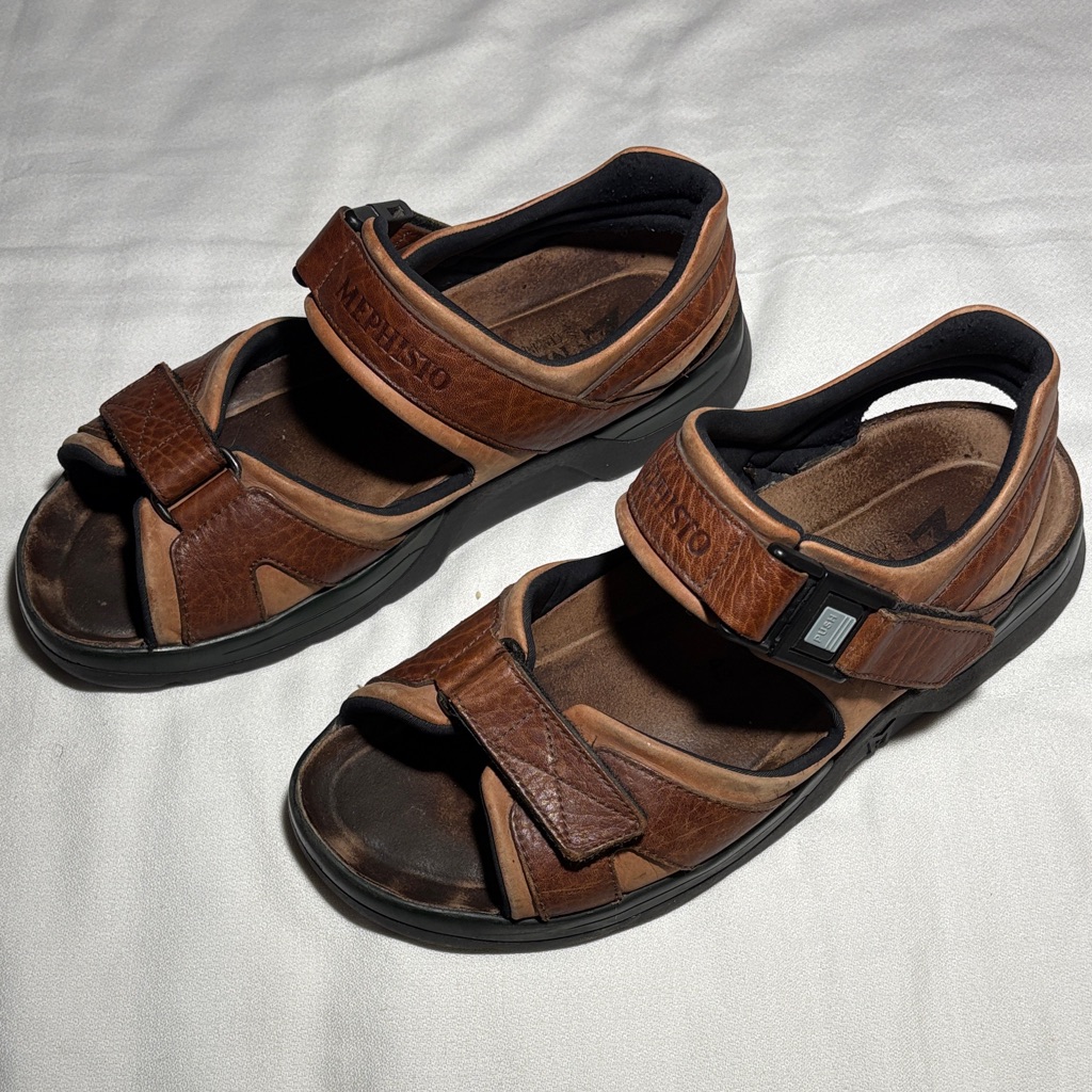 Mephisto Shark Brown & Tan Leather Men's Sandals